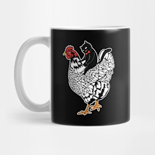 Tuxedo Cat on a Chicken Mug